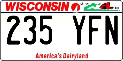 WI license plate 235YFN