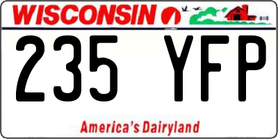 WI license plate 235YFP