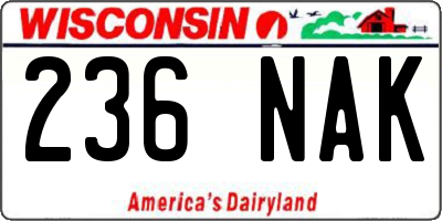 WI license plate 236NAK