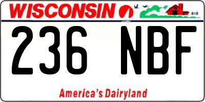 WI license plate 236NBF