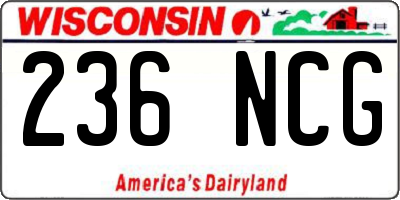 WI license plate 236NCG