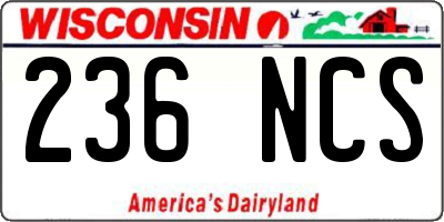 WI license plate 236NCS