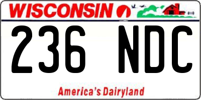 WI license plate 236NDC