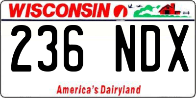 WI license plate 236NDX
