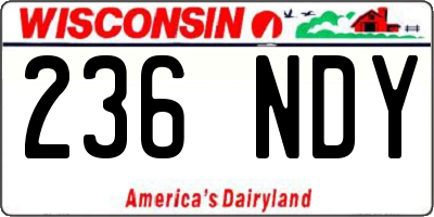 WI license plate 236NDY