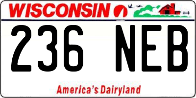 WI license plate 236NEB