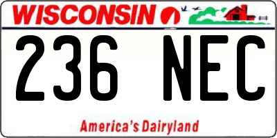 WI license plate 236NEC