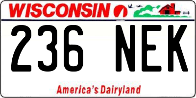 WI license plate 236NEK
