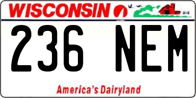 WI license plate 236NEM