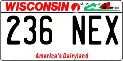 WI license plate 236NEX