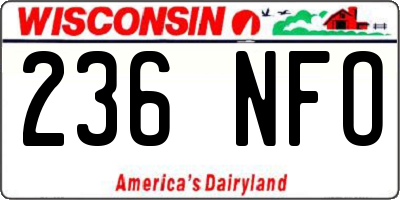 WI license plate 236NFO