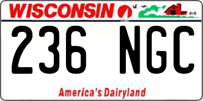 WI license plate 236NGC