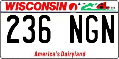 WI license plate 236NGN