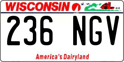 WI license plate 236NGV