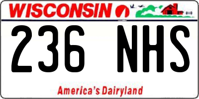 WI license plate 236NHS