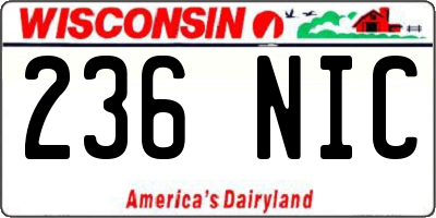 WI license plate 236NIC