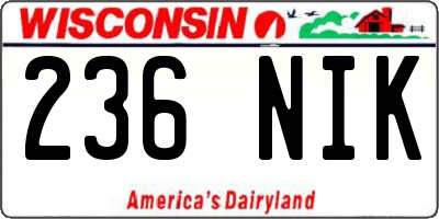 WI license plate 236NIK