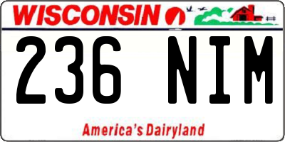 WI license plate 236NIM