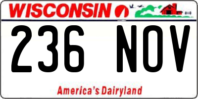 WI license plate 236NOV