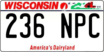 WI license plate 236NPC