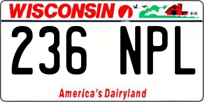 WI license plate 236NPL