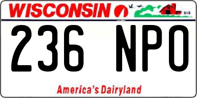 WI license plate 236NPO