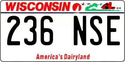 WI license plate 236NSE
