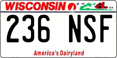 WI license plate 236NSF