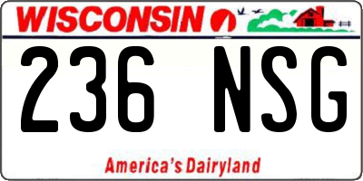 WI license plate 236NSG