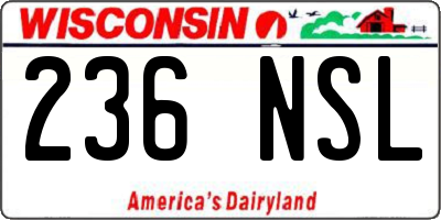 WI license plate 236NSL