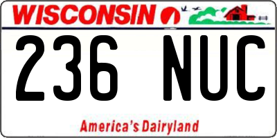 WI license plate 236NUC
