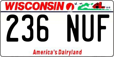 WI license plate 236NUF