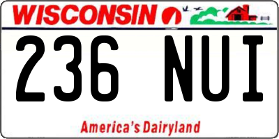 WI license plate 236NUI