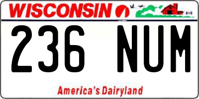 WI license plate 236NUM