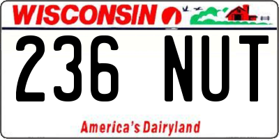 WI license plate 236NUT