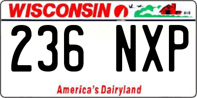 WI license plate 236NXP