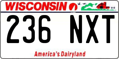 WI license plate 236NXT