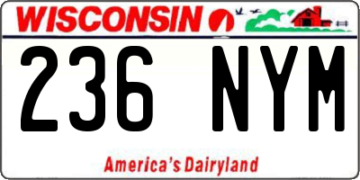 WI license plate 236NYM