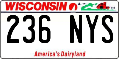WI license plate 236NYS
