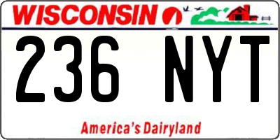 WI license plate 236NYT