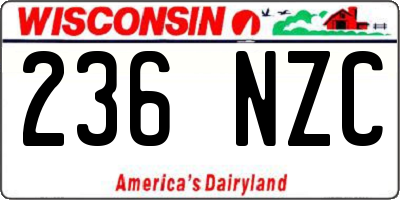 WI license plate 236NZC