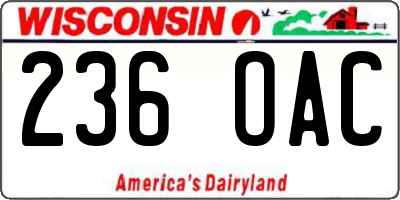 WI license plate 236OAC