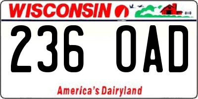 WI license plate 236OAD