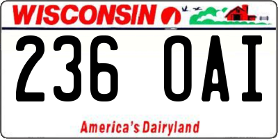 WI license plate 236OAI