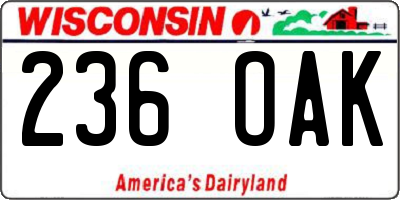 WI license plate 236OAK
