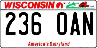WI license plate 236OAN