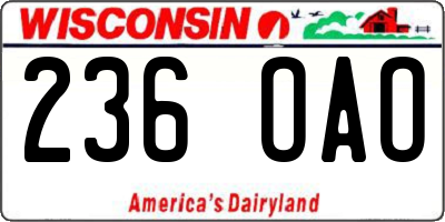 WI license plate 236OAO