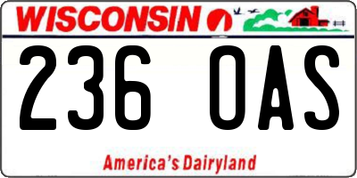 WI license plate 236OAS