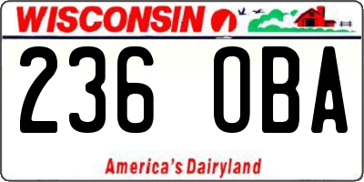 WI license plate 236OBA