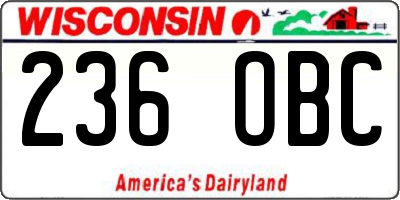 WI license plate 236OBC
